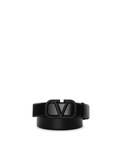 Shop Valentino Vlogo Plaque Buckle Belt In Black
