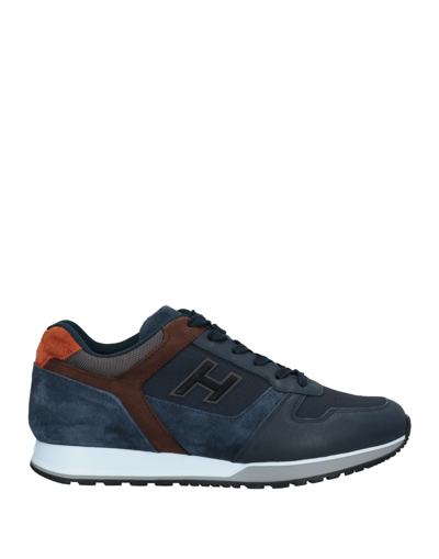 Shop Hogan Man Sneakers Midnight Blue Size 7 Soft Leather, Textile Fibers