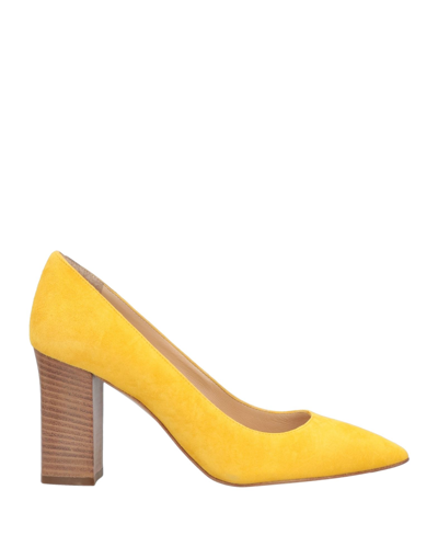 Shop Pollini Woman Pumps Yellow Size 5 Soft Leather
