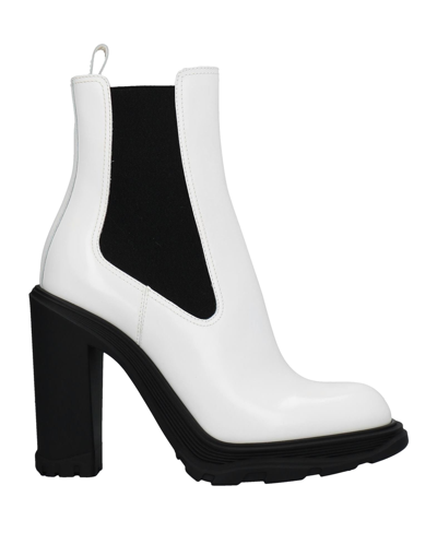 Shop Alexander Mcqueen Woman Ankle Boots White Size 8 Soft Leather