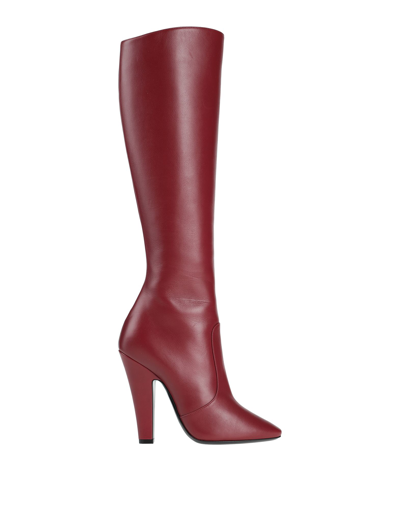 Shop Saint Laurent Knee Boots In Red