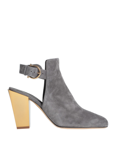 Shop Ferragamo Woman Mules & Clogs Lead Size 11 Soft Leather In Grey