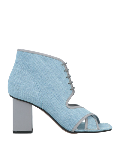 Shop Stephen Venezia Woman Ankle Boots Blue Size 6 Textile Fibers, Soft Leather