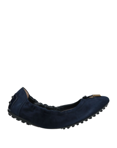 Shop Tod's Woman Ballet Flats Midnight Blue Size 6 Soft Leather