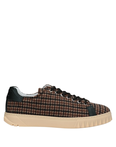 Shop Ferragamo Man Sneakers Brown Size 6.5 Textile Fibers