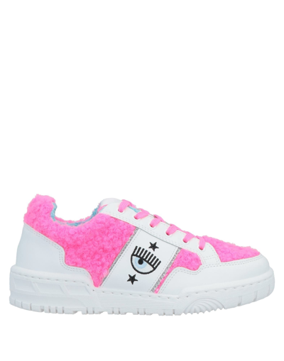 Shop Chiara Ferragni Woman Sneakers Fuchsia Size 7 Textile Fibers, Soft Leather In Pink