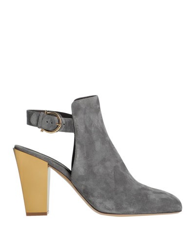 Ferragamo Tovel Suede Mules In Grey
