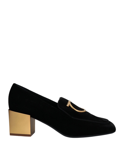 Shop Ferragamo Woman Loafers Black Size 5 Textile Fibers