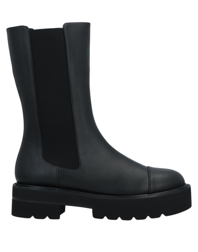 Shop Stuart Weitzman Woman Ankle Boots Black Size 7.5 Calfskin, Textile Fibers