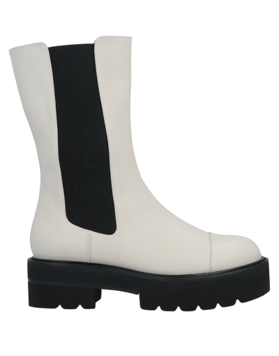 Shop Stuart Weitzman Woman Ankle Boots White Size 7.5 Calfskin, Textile Fibers