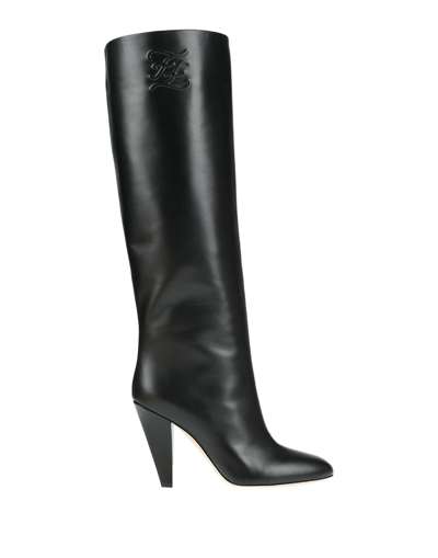 Shop Fendi Woman Knee Boots Black Size 9 Calfskin