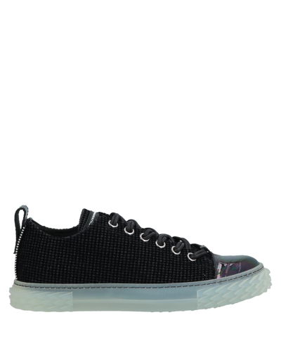 Shop Giuseppe Zanotti Man Sneakers Black Size 8 Soft Leather, Textile Fibers