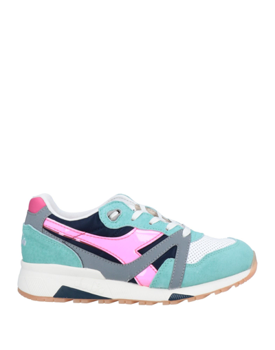 Shop Diadora Heritage Woman Sneakers Turquoise Size 9.5 Soft Leather, Textile Fibers In Blue