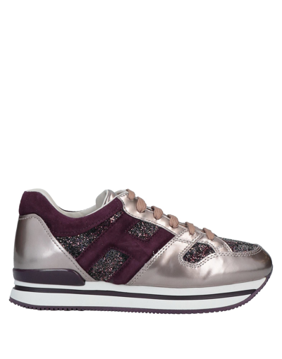 Shop Hogan Woman Sneakers Deep Purple Size 4.5 Soft Leather, Textile Fibers