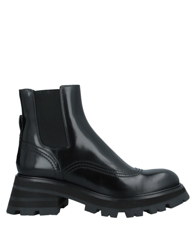 Shop Alexander Mcqueen Woman Ankle Boots Black Size 11 Soft Leather