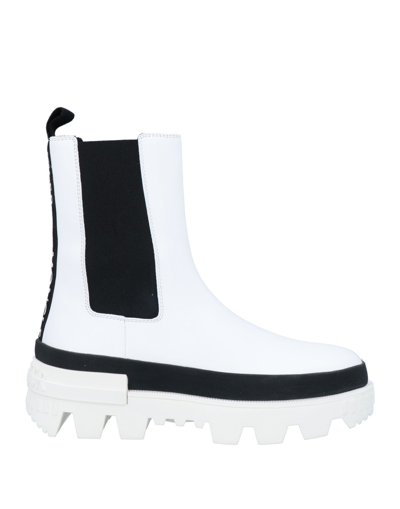 Shop Moncler Woman Ankle Boots White Size 8 Soft Leather, Textile Fibers
