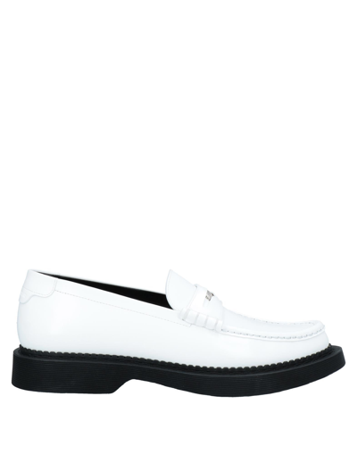 Shop Saint Laurent Man Loafers White Size 8 Soft Leather
