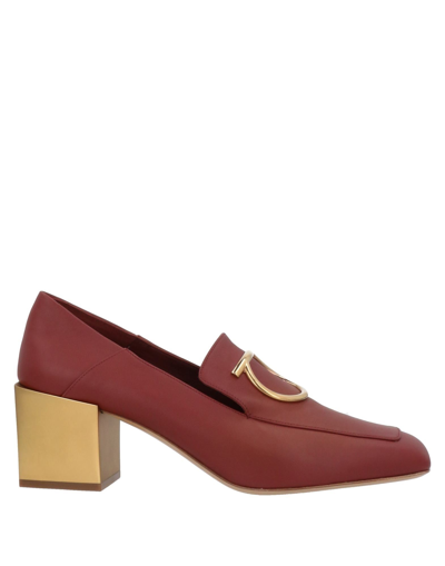 Shop Ferragamo Woman Loafers Brick Red Size 4.5 Calfskin