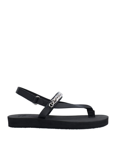 Shop Giuseppe Zanotti Woman Toe Strap Sandals Black Size 8 Soft Leather