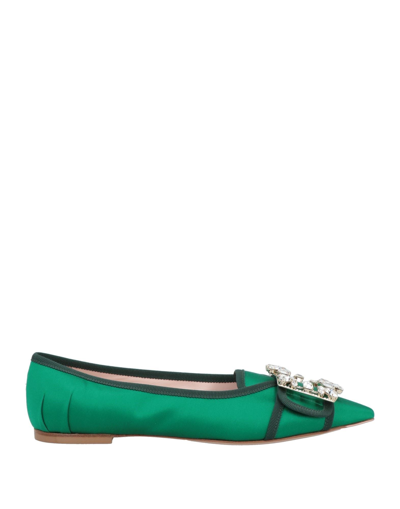 Shop Roger Vivier Woman Loafers Emerald Green Size 5 Textile Fibers