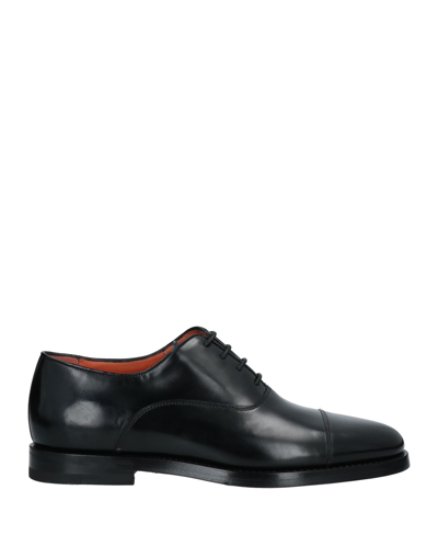 Shop Santoni Man Lace-up Shoes Black Size 11.5 Soft Leather