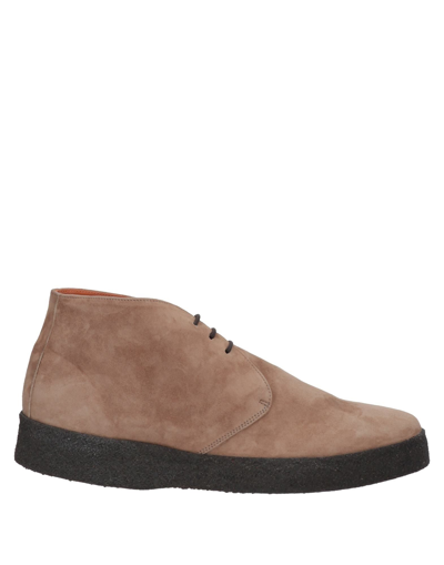 Shop Andrea Ventura Firenze Man Ankle Boots Khaki Size 11 Soft Leather In Beige