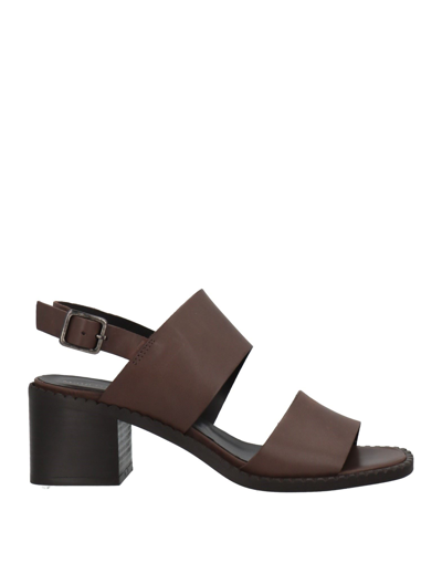 Shop Marco Ferretti Woman Sandals Dark Brown Size 9 Soft Leather