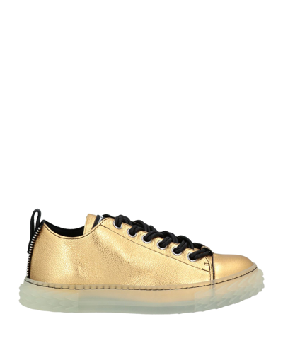 Shop Giuseppe Zanotti Woman Sneakers Gold Size 7 Soft Leather