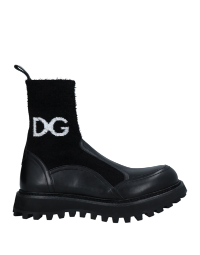 Shop Dolce & Gabbana Man Ankle Boots Black Size 8.5 Soft Leather, Textile Fibers
