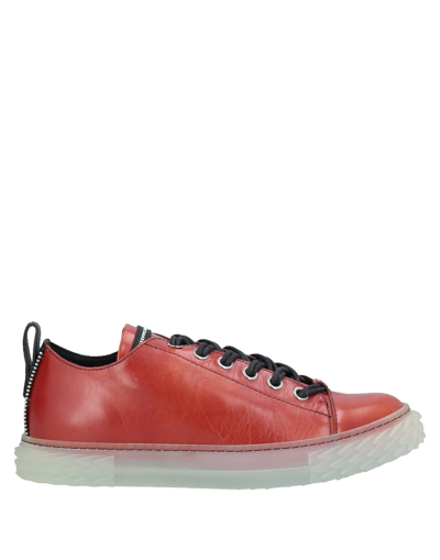 Shop Giuseppe Zanotti Man Sneakers Rust Size 8 Soft Leather In Red