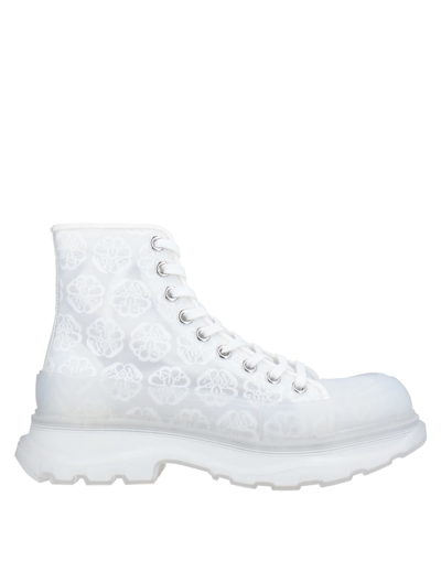 Shop Alexander Mcqueen Woman Ankle Boots White Size 6 Textile Fibers, Rubber
