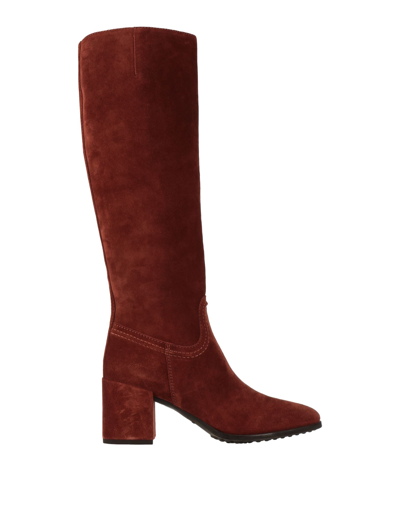 Shop Tod's Woman Boot Brick Red Size 6 Soft Leather