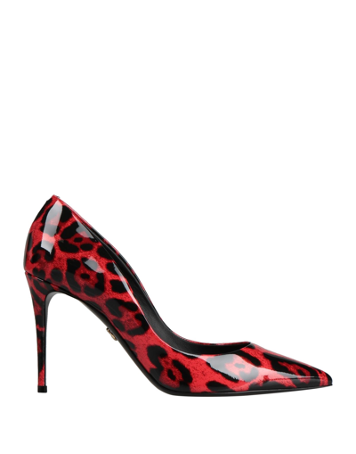 Dolce & Gabbana Printed Patent Leather Pumps In Red