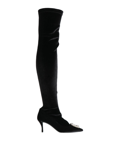Shop Roger Vivier Woman Boot Black Size 5 Textile Fibers