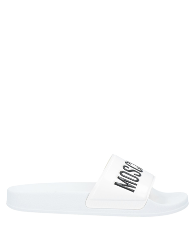 Shop Moschino Man Sandals White Size 8 Textile Fibers
