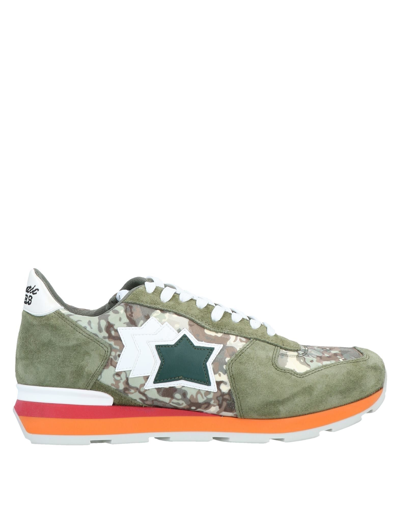 Shop Atlantic Stars Man Sneakers Military Green Size 7 Textile Fibers, Soft Leather