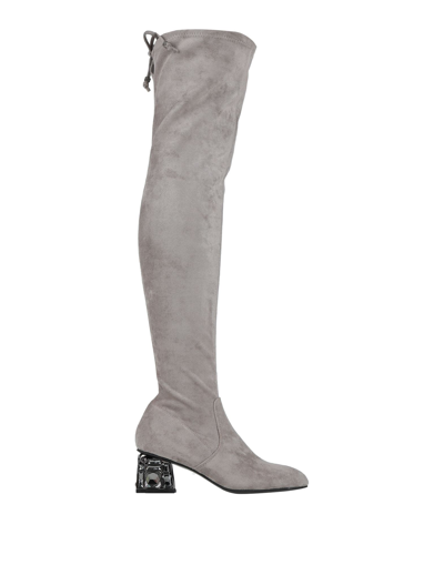 Shop Alma En Pena . Woman Knee Boots Grey Size 7 Textile Fibers