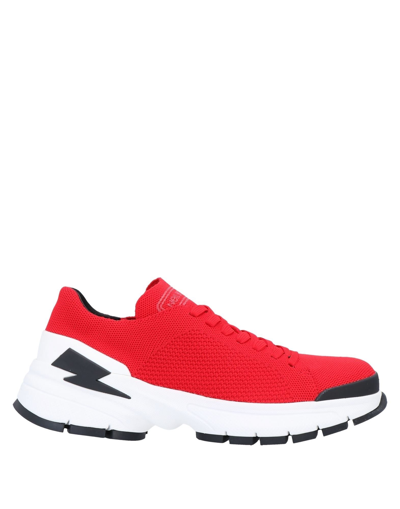 Shop Neil Barrett Man Sneakers Red Size 9 Textile Fibers