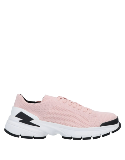 Shop Neil Barrett Man Sneakers Pink Size 9 Textile Fibers