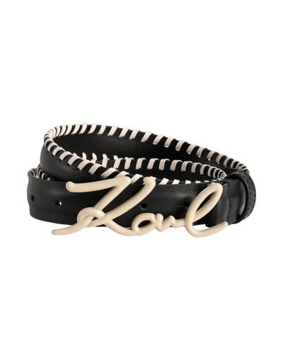 Shop Karl Lagerfeld K/signature Whip Belt Woman Belt Black Size S Bovine Leather