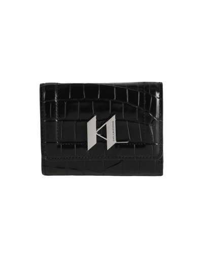 Shop Karl Lagerfeld K/saddle Croc Sm Wlt Woman Wallet Black Size - Bovine Leather