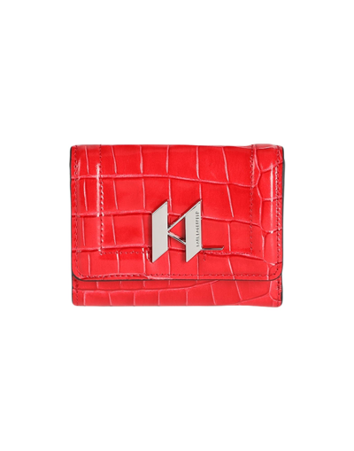 Shop Karl Lagerfeld K/saddle Croc Sm Wlt Woman Wallet Red Size - Bovine Leather