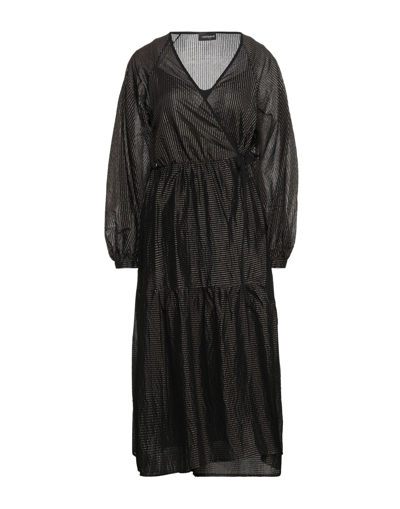 Shop Ottod'ame Woman Midi Dress Black Size 6 Polyester, Cotton, Polyamide, Acetate, Polyimide