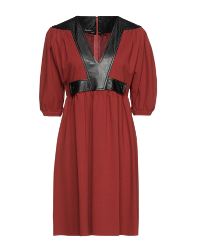 Shop Annarita N Woman Mini Dress Rust Size 6 Viscose, Polyamide, Elastane In Red