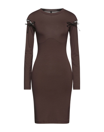 Ben Taverniti Unravel Project Woman Mini Dress Chocolate Brown Size Xs Viscose, Elastane, Cotton, Ac In Brown