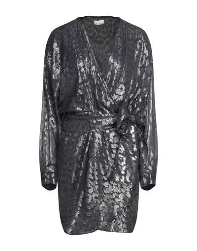 Shop Sfizio Woman Mini Dress Lead Size 4 Silk, Metallic Fiber In Grey