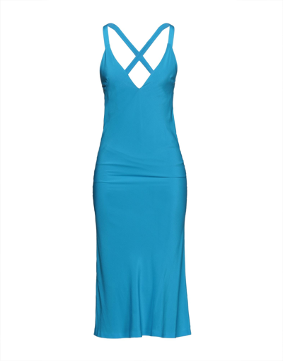 Shop Haider Ackermann Woman Long Dress Azure Size 10 Silk In Blue