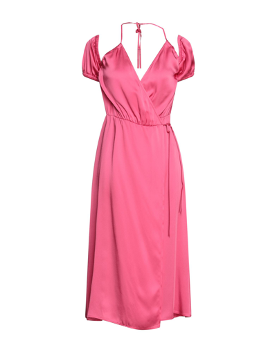 Shop Semicouture Woman Midi Dress Fuchsia Size 4 Acetate, Viscose In Pink