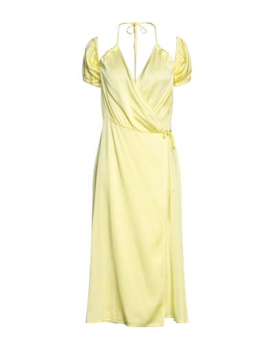 Shop Semicouture Woman Midi Dress Yellow Size 8 Acetate, Viscose