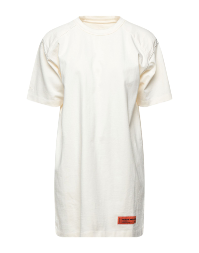 Shop Heron Preston Woman Mini Dress Ivory Size Xs Cotton, Polyester In White